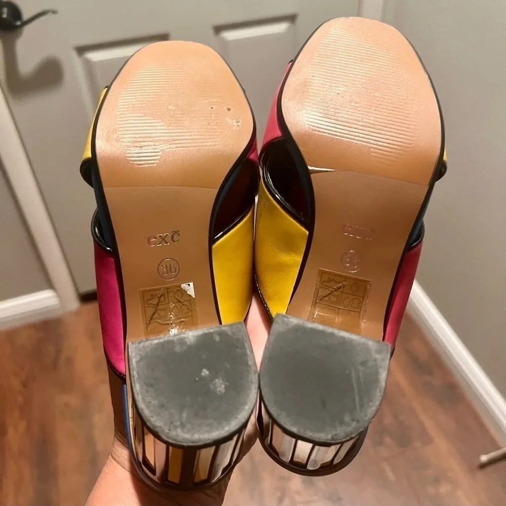 EXÉ color block leather slip on heels. Size 36 - Picture 7 of 8